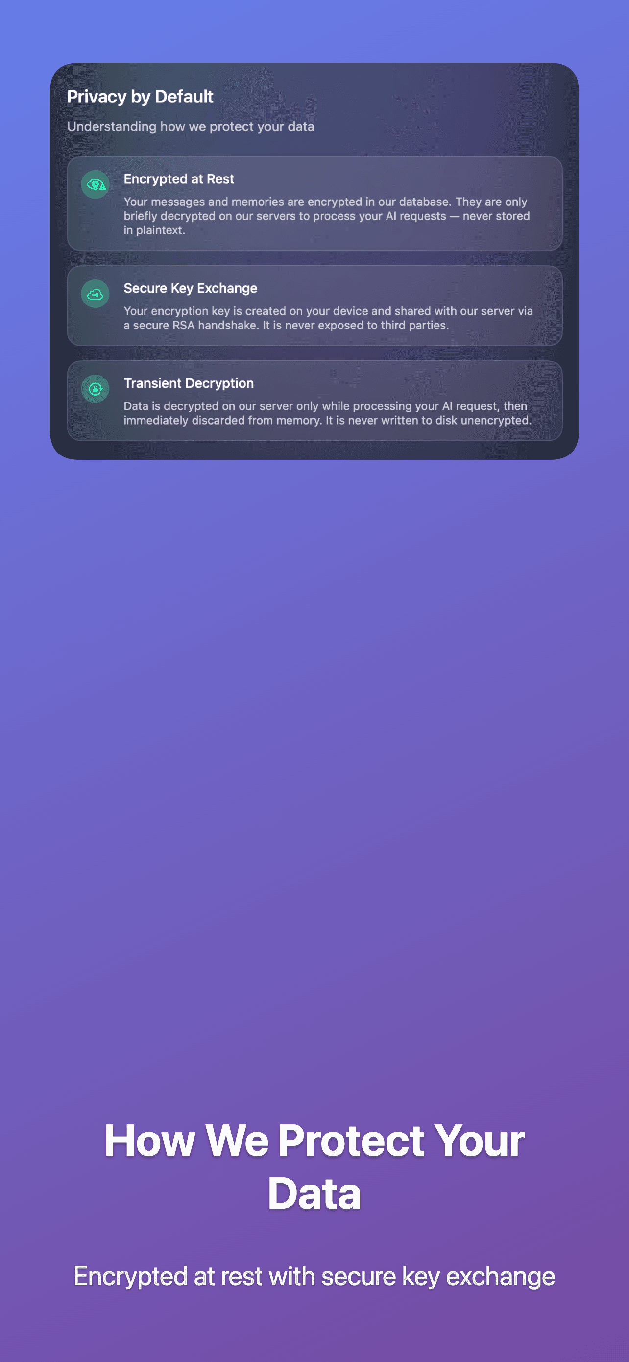 Provider keys screen