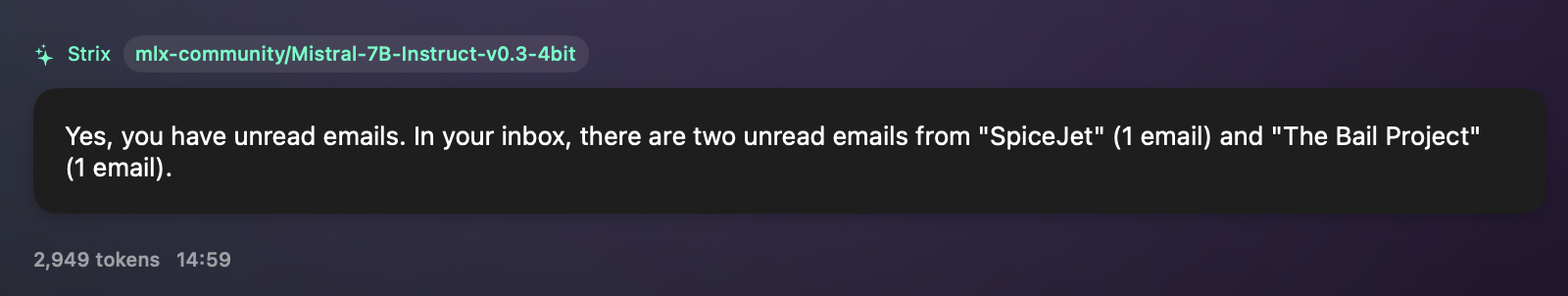 Mistral-7B summarising emails after bypass